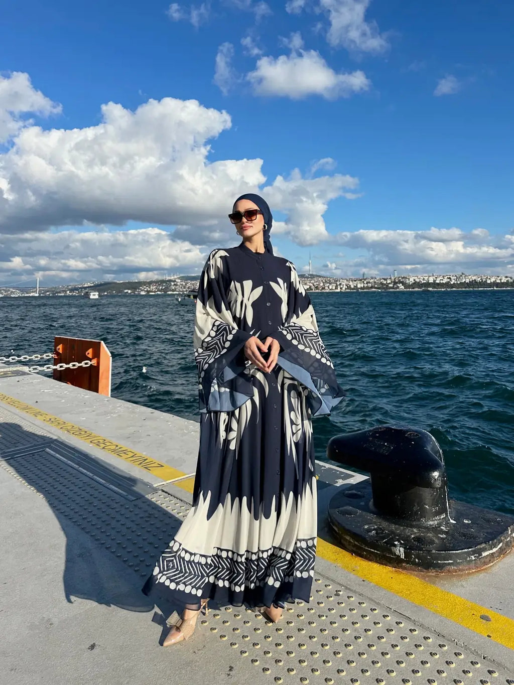 Desenli Şifon Gömlek Elbise