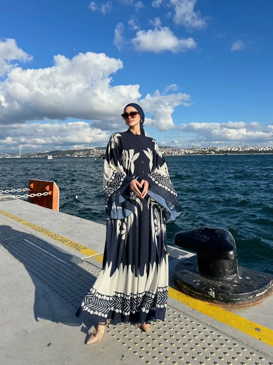 Desenli Şifon Gömlek Elbise