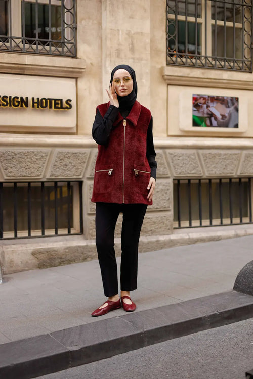 Angora Fermuarlı Yelek