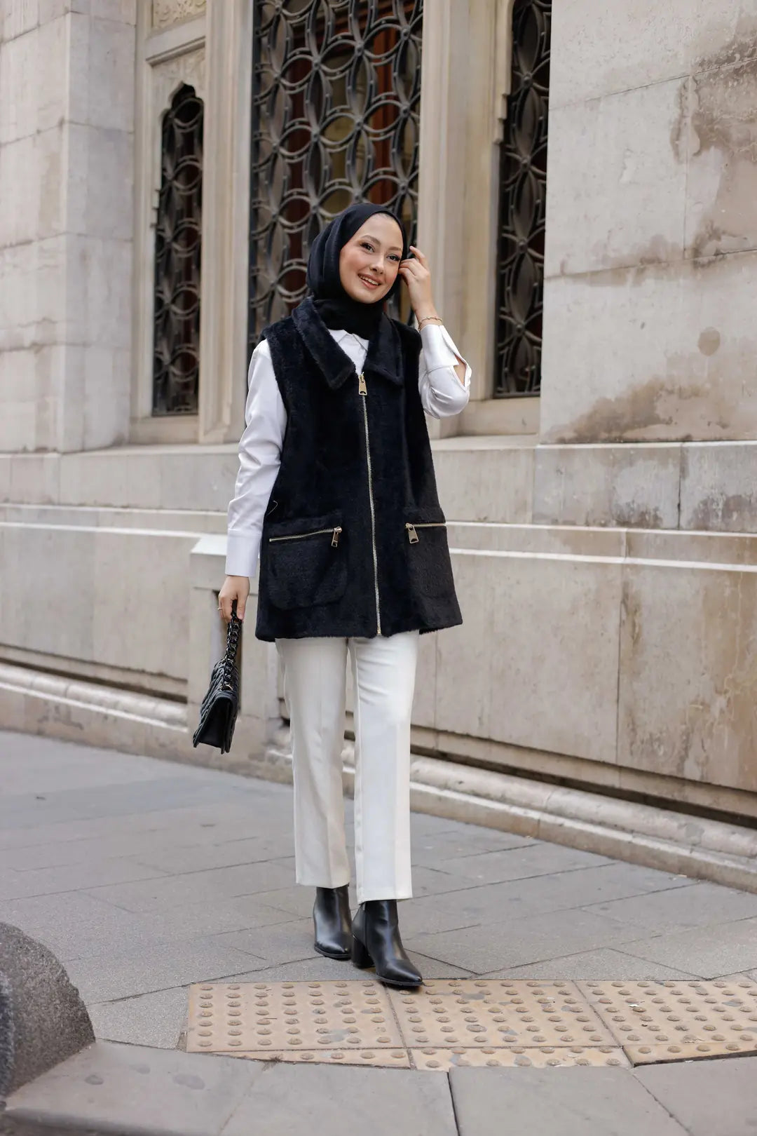 Angora Fermuarlı Yelek