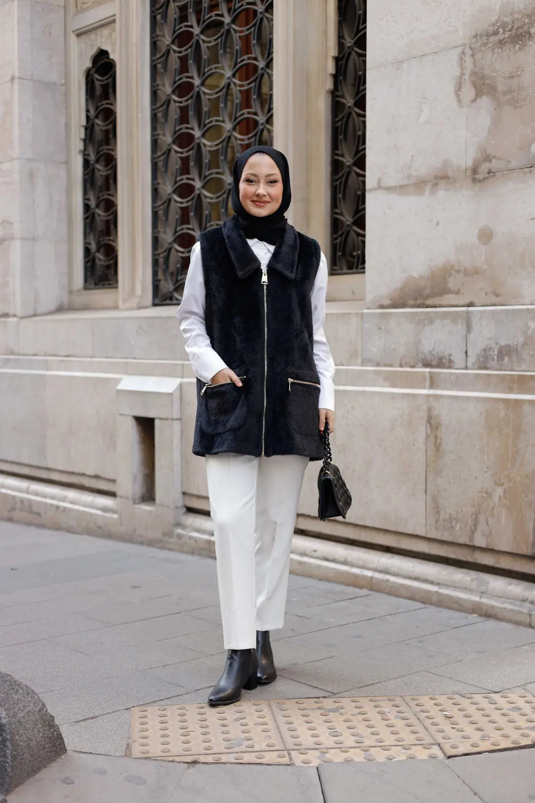 Angora Fermuarlı Yelek
