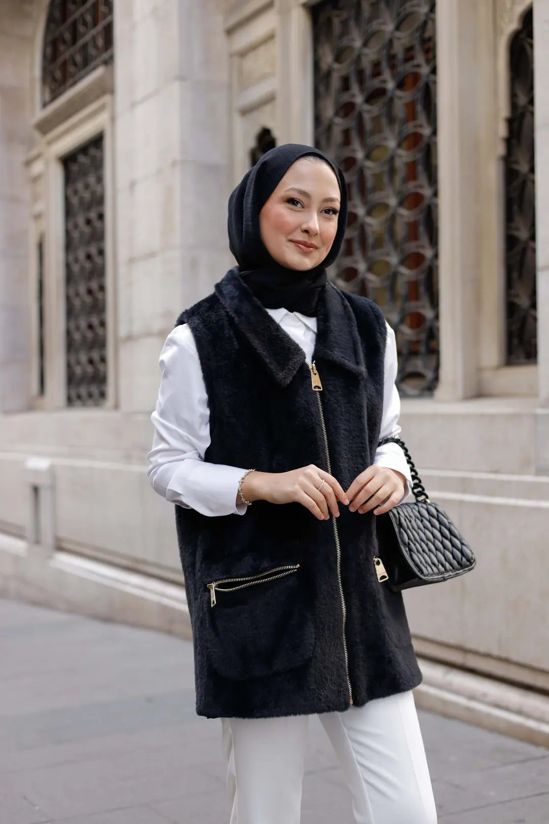 Angora Fermuarlı Yelek