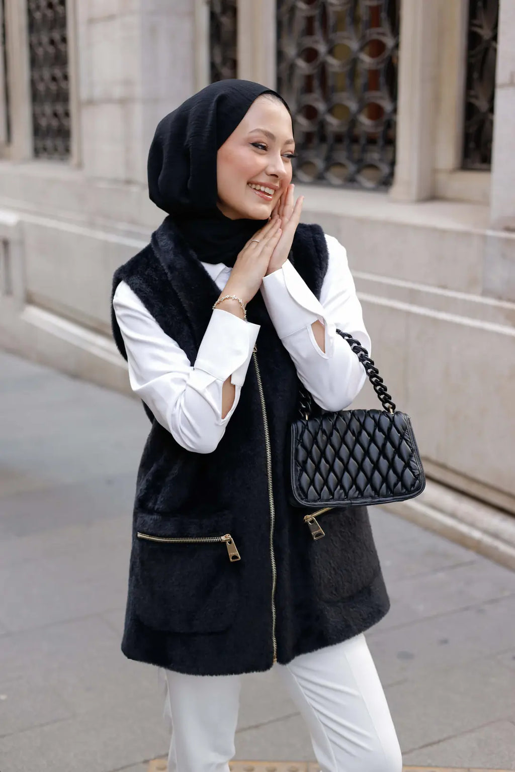 Angora Fermuarlı Yelek