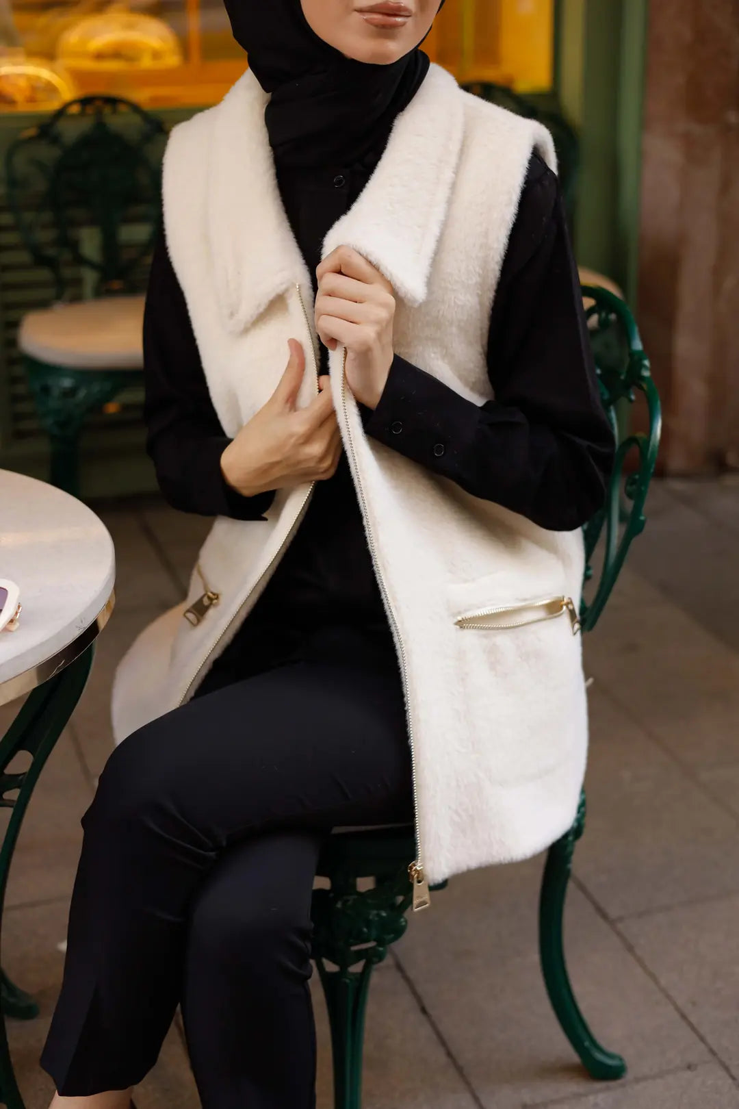 Angora Fermuarlı Yelek