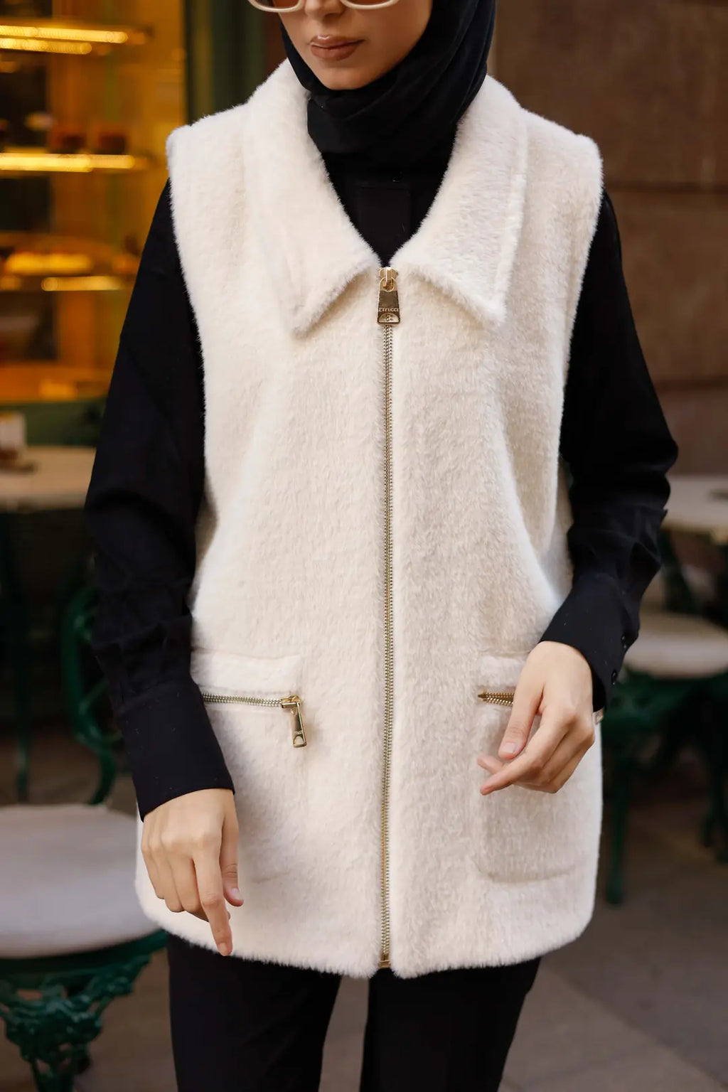 Angora Fermuarlı Yelek