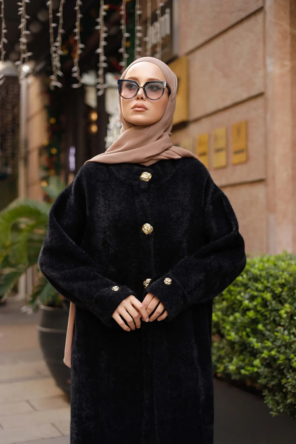 Angora Manto Düğme Detaylı Hırka