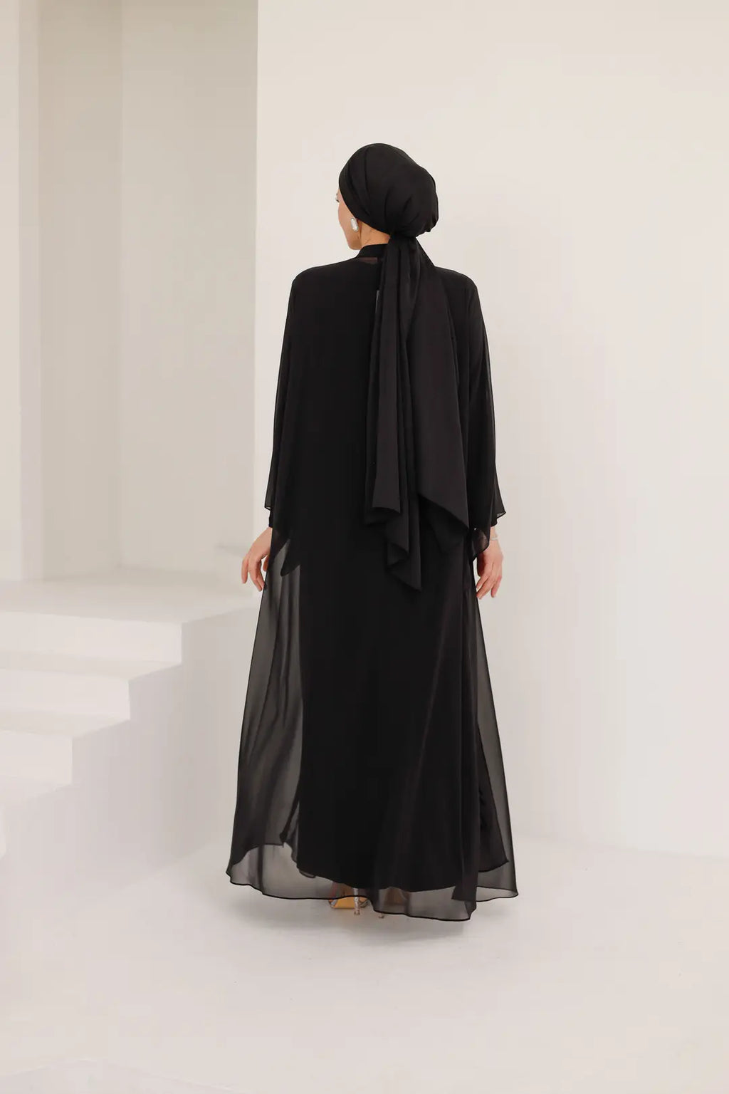 Dal Desenli Taş İşlemeli Abaya Elbise
