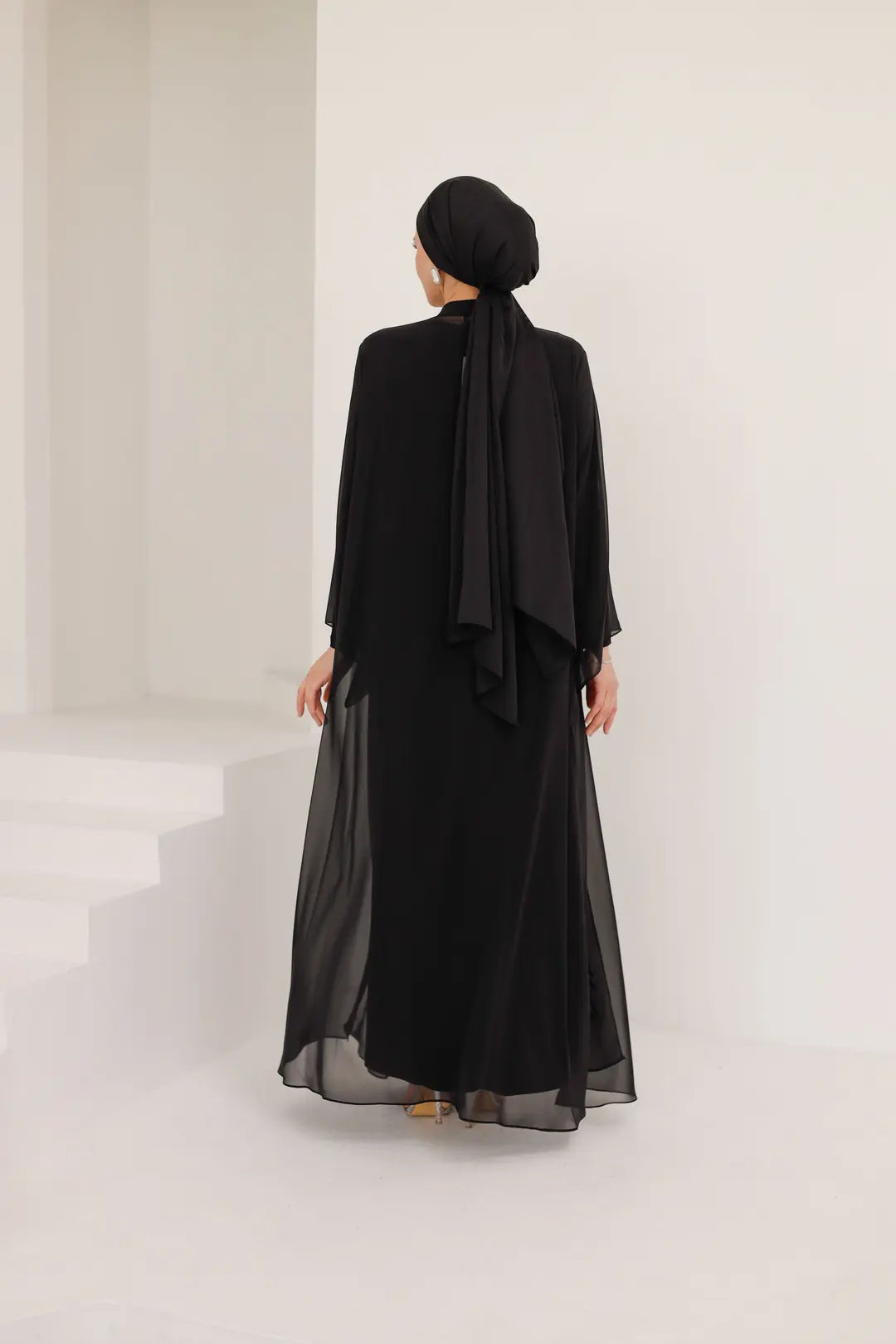 Dal Desenli Taş İşlemeli Abaya Elbise