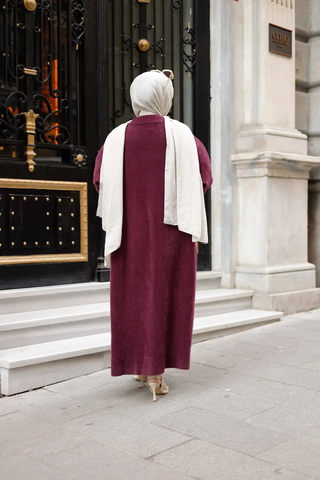 Angora Manto Düğme Detaylı Hırka