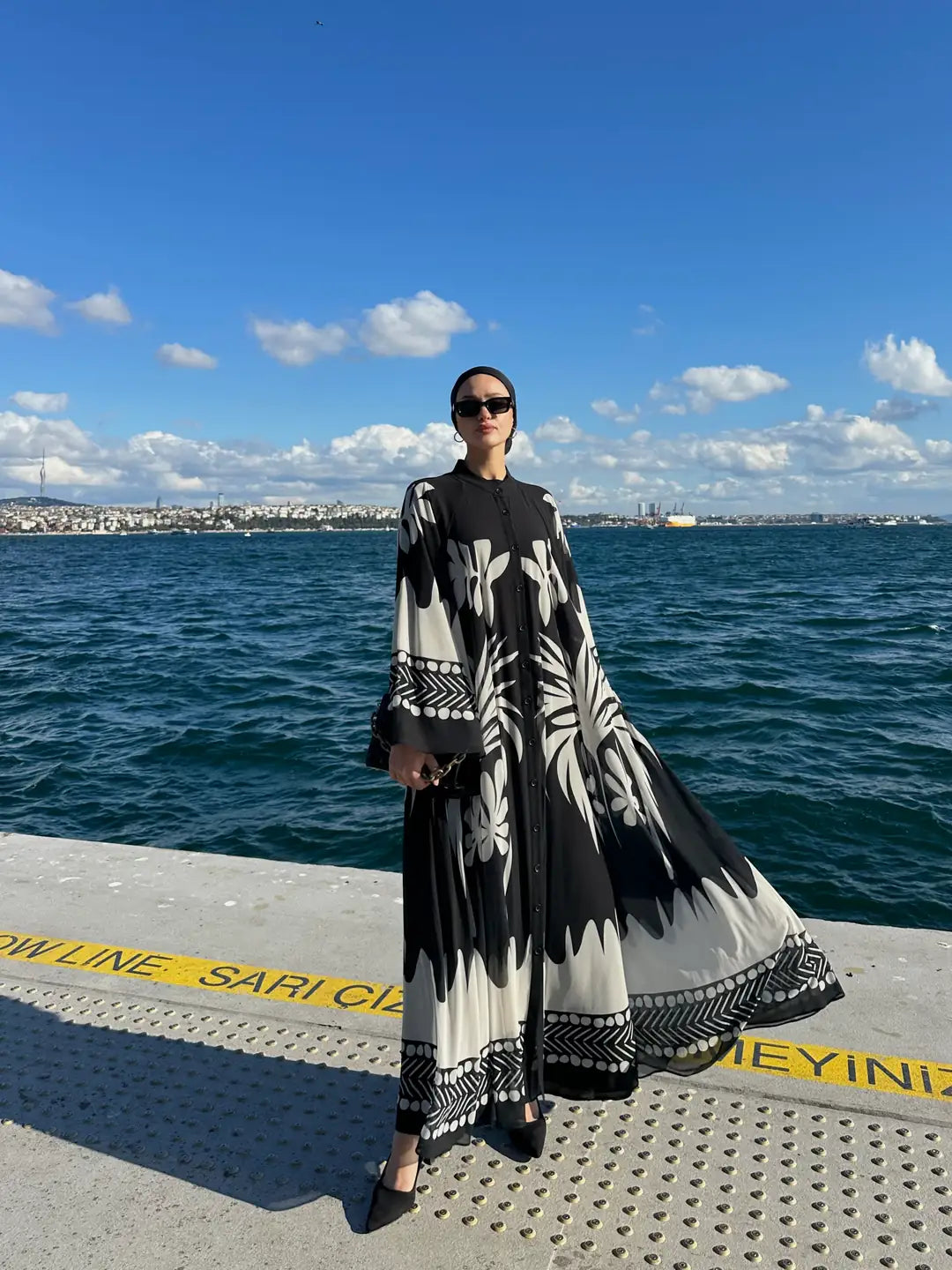 Desenli Şifon Gömlek Elbise