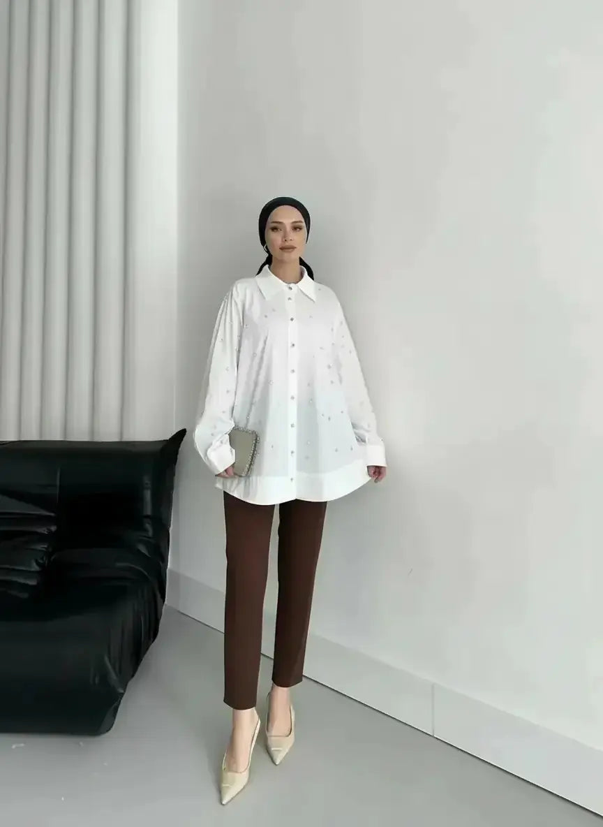 Beli Lastikli Cep Detaylı Dar Paça Kumaş Pantolon